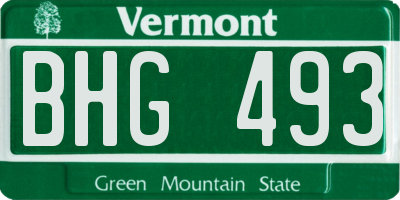 VT license plate BHG493