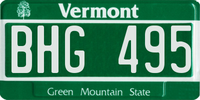 VT license plate BHG495