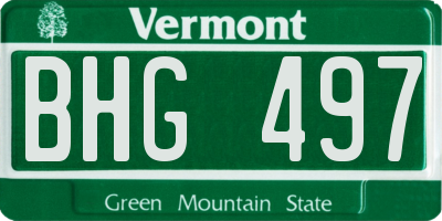 VT license plate BHG497