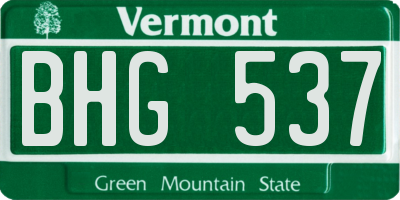 VT license plate BHG537