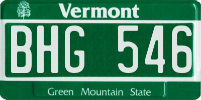 VT license plate BHG546