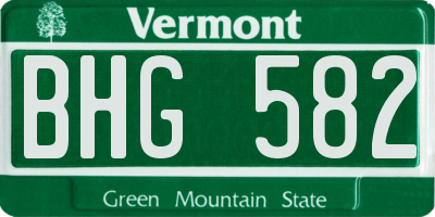 VT license plate BHG582