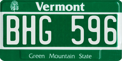 VT license plate BHG596