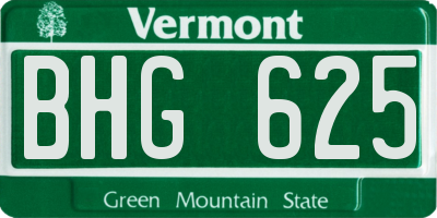 VT license plate BHG625