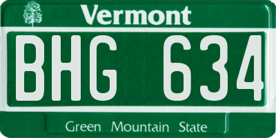 VT license plate BHG634