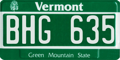 VT license plate BHG635