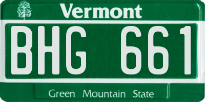 VT license plate BHG661