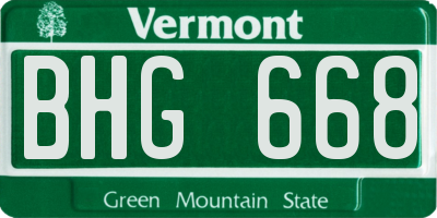 VT license plate BHG668