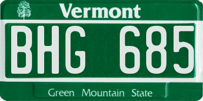 VT license plate BHG685