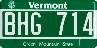 VT license plate BHG714