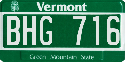 VT license plate BHG716