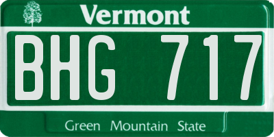 VT license plate BHG717