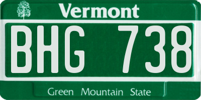VT license plate BHG738