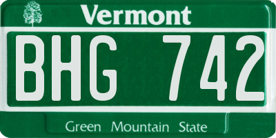 VT license plate BHG742