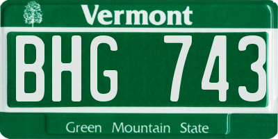 VT license plate BHG743