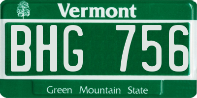 VT license plate BHG756
