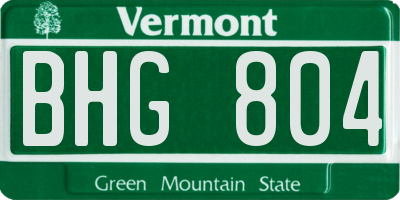 VT license plate BHG804