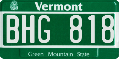 VT license plate BHG818