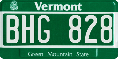 VT license plate BHG828
