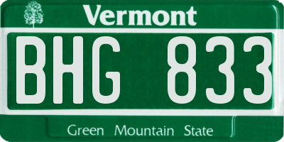 VT license plate BHG833