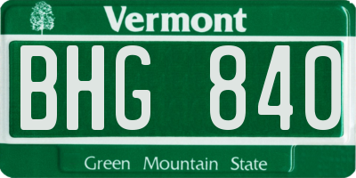 VT license plate BHG840