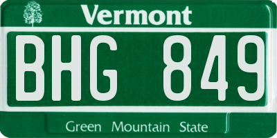 VT license plate BHG849