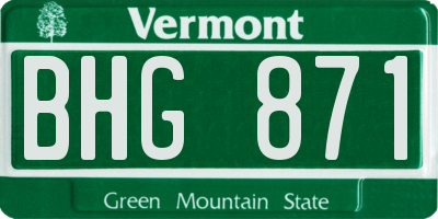 VT license plate BHG871