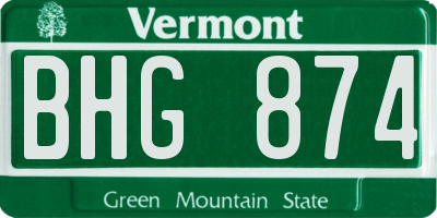 VT license plate BHG874