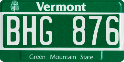 VT license plate BHG876