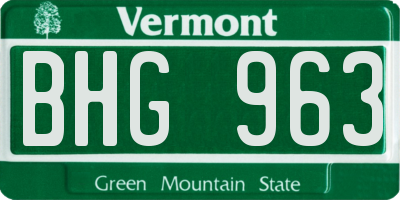 VT license plate BHG963
