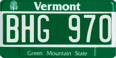 VT license plate BHG970