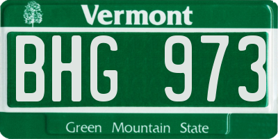 VT license plate BHG973