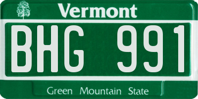 VT license plate BHG991