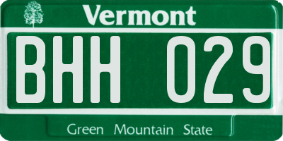 VT license plate BHH029