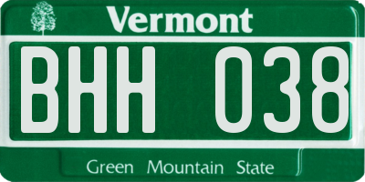 VT license plate BHH038