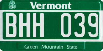 VT license plate BHH039