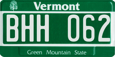 VT license plate BHH062