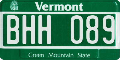 VT license plate BHH089