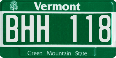 VT license plate BHH118
