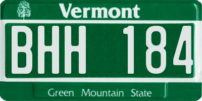 VT license plate BHH184