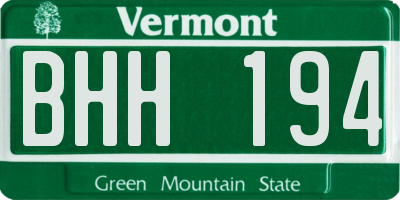 VT license plate BHH194