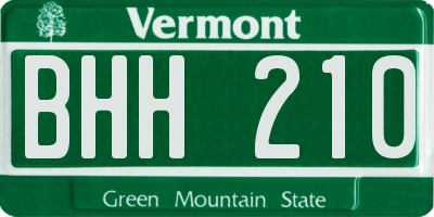 VT license plate BHH210