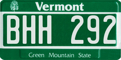 VT license plate BHH292