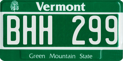 VT license plate BHH299