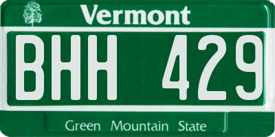 VT license plate BHH429