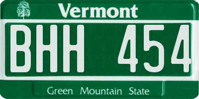 VT license plate BHH454