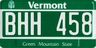 VT license plate BHH458