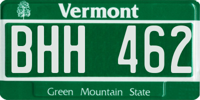 VT license plate BHH462