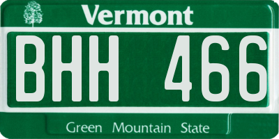 VT license plate BHH466