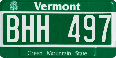 VT license plate BHH497